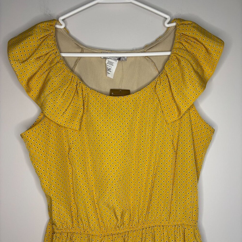 OPHELIA for FRANCESCA'S COLLECTIONS NEW Dress Women M Yellow Ruffle Sleeve